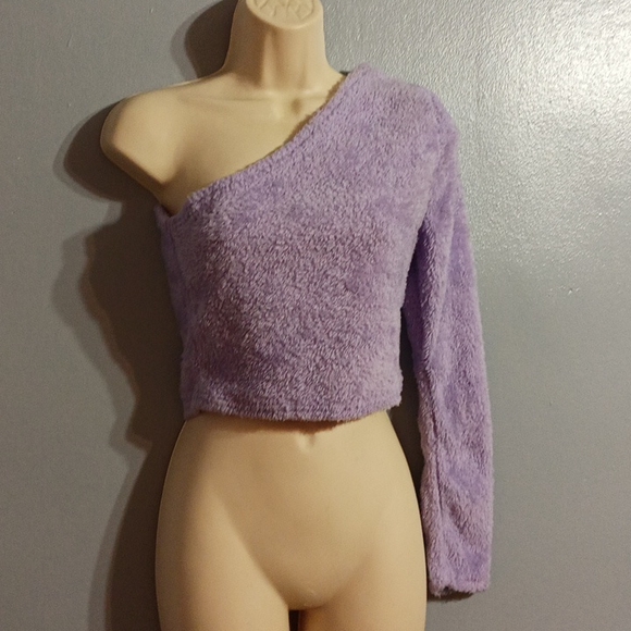 Purple soft one cold shoulder blouse - Picture 7 of 17